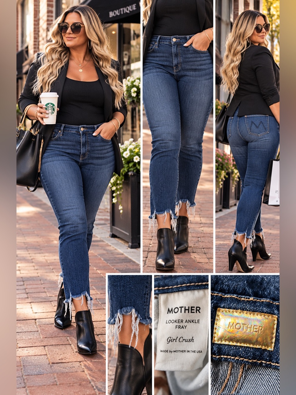 MOTHER “Looker Ankle Fray” Mid Rise Skinny Jeans With Raw Hem In Girl Crush Wash